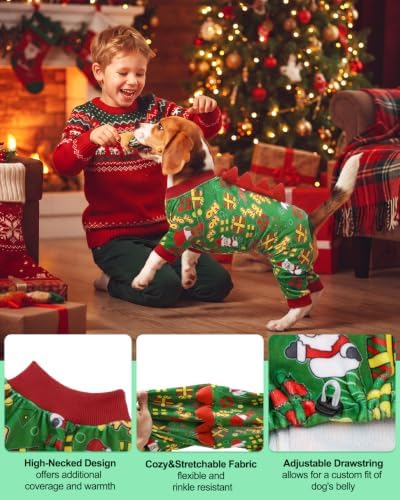 CuteBone Dinosaur Costume Halloween Christmas Dog Pajamas, Stretchy Spandex Crystal Velvet Sleepwear Coat for Small Dogs, Soft & Warm Pet Outfit Clothes for Cold Weather, Cozy Pullover Design COSP28S