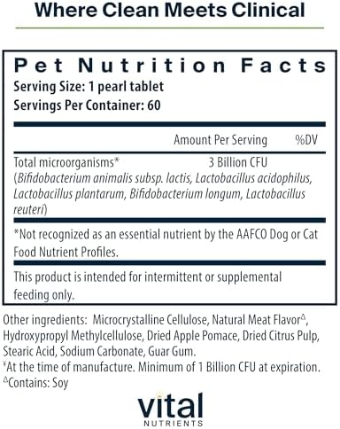 Vital Nutrients Pro-Pets Probiotic for Dogs & Cats, 60 Micro-Pearls