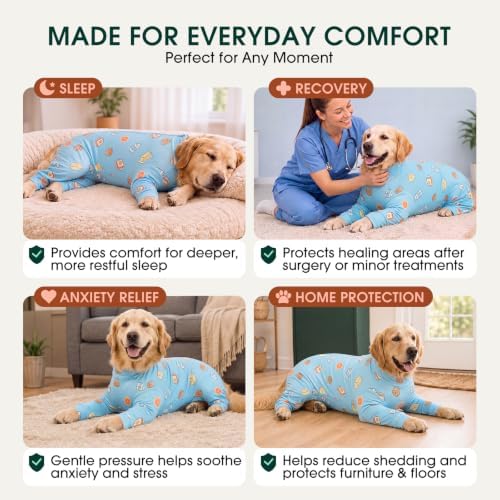 Kuoser Dog Recovery Suit, Anti-Licking Pajamas for Wounds