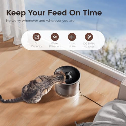 IMIPAW Automatic Cat Feeder 5G WiFi and Water Dispenser, Timed Dry Food Dispenser APP Remote Control, Programmable Portions, with Desiccant, Cat Fountains for Drinking with Filter, Small Pets (Combo)