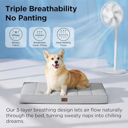 Bedsure Cooling Dog Bed for Crate, Large Breathable Pet Summer Bed, 35 Inch
