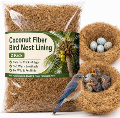 Sukh 2PCS Coconut Fiber for Bird Nest - Bird Nest Bedding for Hummingbird Finch