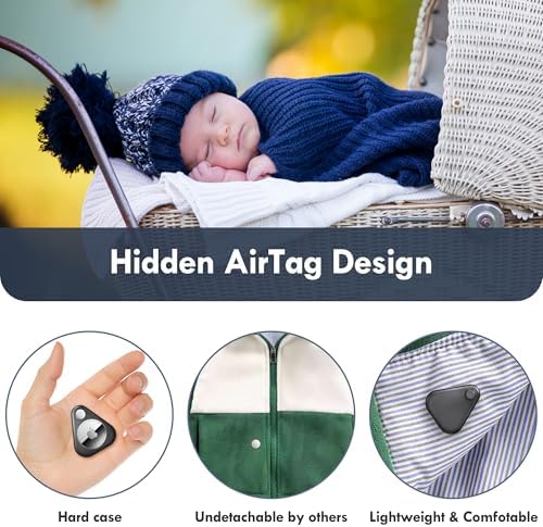 Airtag Holder for Kids Hidden 2 Pack Upgraded GPS Tracker Case, Anti-Removal Airtag Hard Case with Safety Pins, Avoid Airtag Loss, Suitable for Children, Elderly, Pets, Backpack, Luggage(White Black)