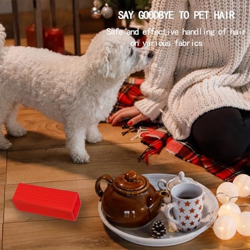 2pcs Pet Hair Remover, Car Carpet Cleaner for Dog & Cat Hair, Interior, Furniture, Sofa （Orange and Red）