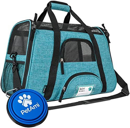 PetAmi Airline Approved Pet Carrier for Cats Small Dogs, Small Heather Blue
