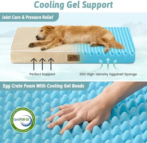 COZY KISS Cooling Orthopedic Dog Bed, Q-Max>0.5, Waterproof Lining, 36x27in