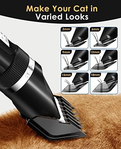 oneisall Quiet Cat Clippers for Matted & Long Hair 2-Speed Cat Grooming Kit