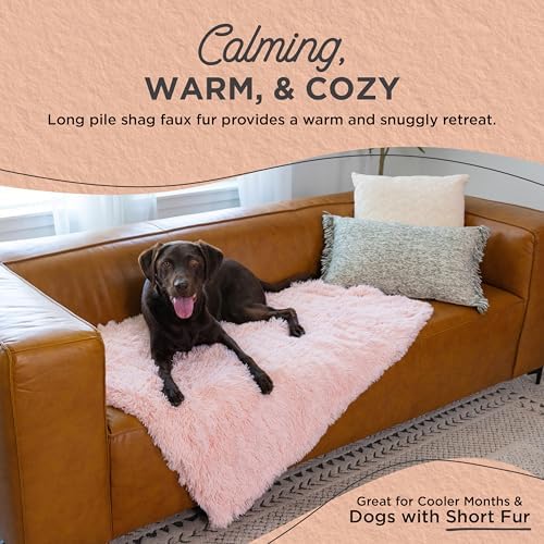 Best Friends by Sheri Calming Shag Dog Blanket – Ultra Soft Faux Fur Pet Throw, Anxiety-Relief, Lightweight Warm Bed Cover for Dogs and Cats, Machine Washable, Candy Pink, 40" x 50"