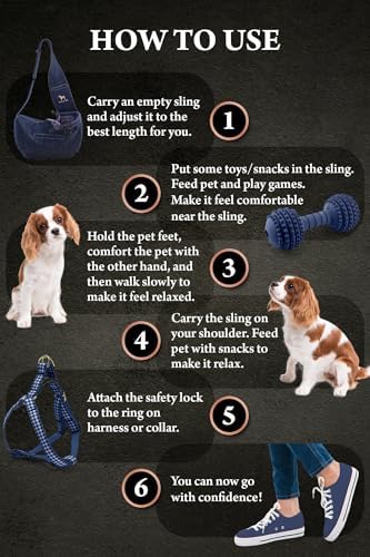 Noah & Paw Dog Sling Carrier for Small Dogs 3-10lb, Dog Sling for Small Dogs and Cats, Dog Carrier with Adjustable Padded Strap, Vegan Denim Lined with Fur, 3X Safety Features, Machine Washable