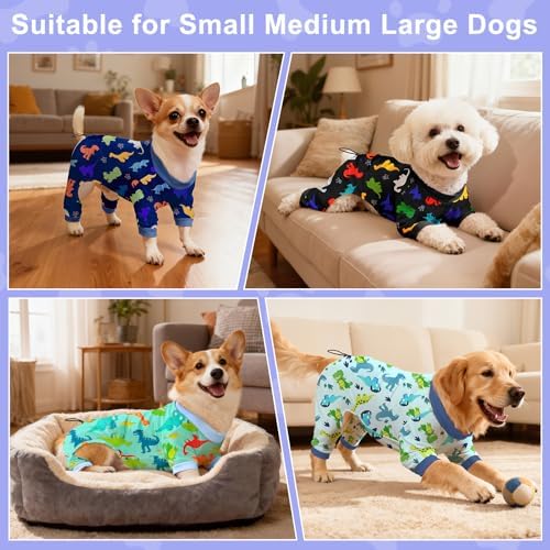 Bienbee Dog Pajamas, 4 Pack Adjustable Onesies for Small to Large Dogs S