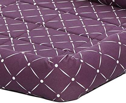 MidWest Homes for Pets 40248-PLD Quiet Time Couture Ashton Bolster Pet Bed, X-Large Dog/48, Plum, Plum & White Diamond Pattern