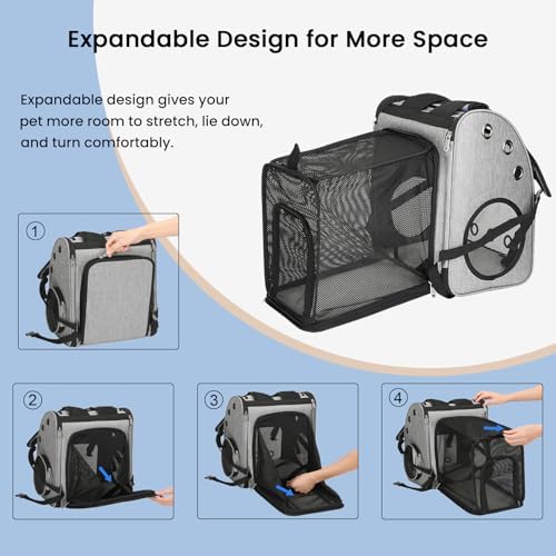 Expandable Cat Carrier Backpack, Large Space,Airline Approved, XL