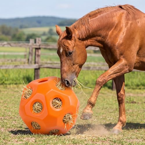 Seenelling 15.75" Extra Large Slow Feed Hay Ball for Horses,Orange