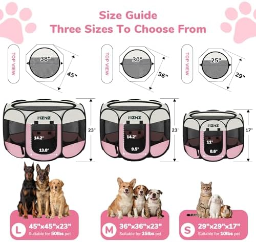 Dog Cat Small Animal Puppy Playpen Crate, Small, Pink