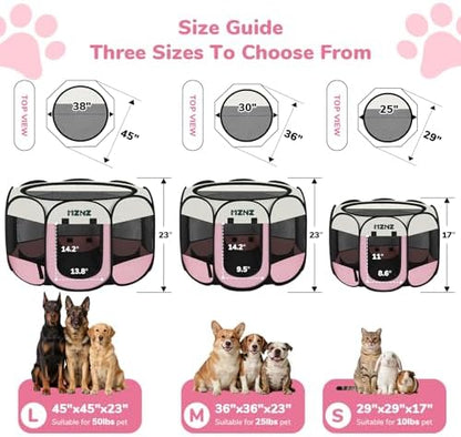Dog Cat Small Animal Puppy Playpen Crate, Small, Pink