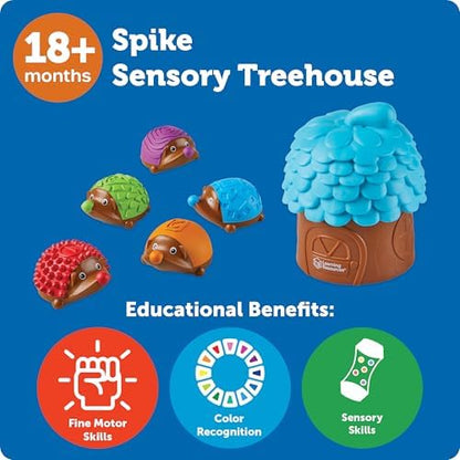 Learning Resources Spike the Fine Motor Hedgehog Sensory Tree House - 7 Pieces, Ages 18+ months Fine Motor and Sensory Toy, Toddler Educational Toys, Montessori Toys