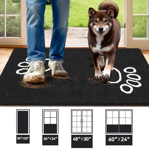 Bcoimo Super Absorbent Dog Door Mat, 48"*30" Anti Slip Mat for Muddy Paws