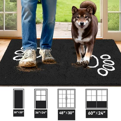 Bcoimo Super Absorbent Dog Door Mat, 48"*30" Anti Slip Mat for Muddy Paws