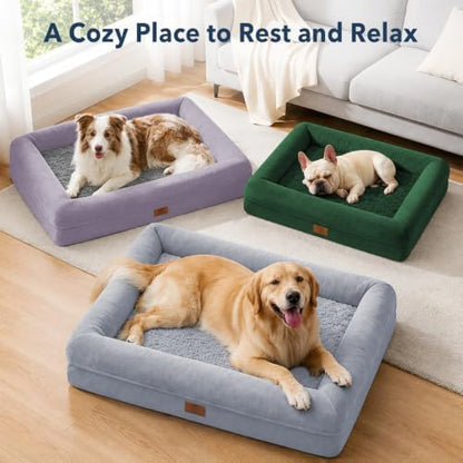 Jumbo Waterproof Dog Bed for Extra Large Size Dogs with Bolster