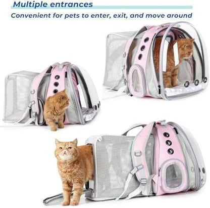 Lollimeow Expandable Cat Backpack Carrier for Large Cats & Small Dogs - Airline Approved Pet Bubble Backpack with Dual-Side Expansion, Perfect for Travel, Hiking & Outdoor Adventures, Up to 16lbs