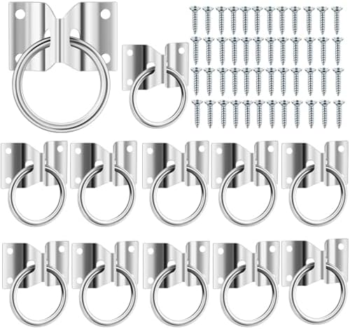 12 Pcs Cross Tie Ring for Horse,Block Tie Ring Hitching Ring with Screws for Horse Stall Stable