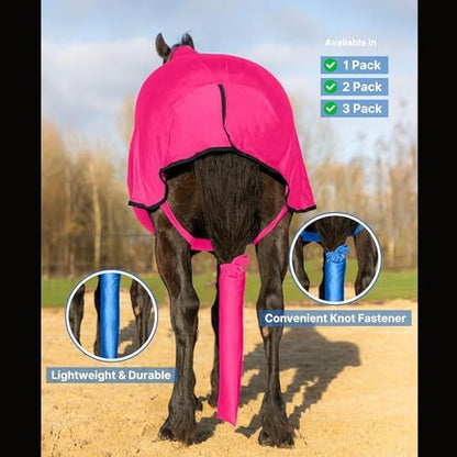 RESISTANCE Spandex Horse Tail Bag Only for Horses - 23"x10" Ties, Nylon Material - to Keep The Horse Tail Clean and Protected - Pink (Pack of 1)
