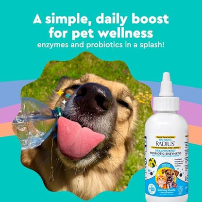 RADIUS OralPro+ Pet Probiotic Enzymatic Water Additive - Dog and Cat Dental Care Solution - Plaque & Tartar Defense Meal Supplement - Fresh Breath & Gut Health - Calming Vanilla, 4 Oz (Pack of 2)