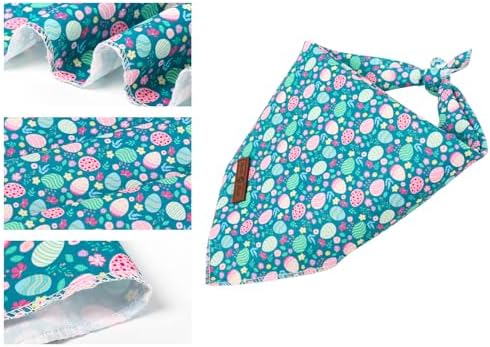 Lionet Paws Easter Dog Bandana for Medium Large Dogs,Green Dog Kerchief Eggs Dogs Triangle Bibs Scarf for Girl or Boy