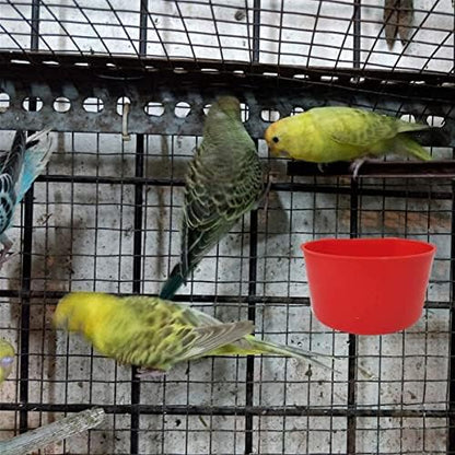 Cage Cups Birds Feeders Seed Bowl Chicken Feeding Watering Dish Rabbit Water Food Hanging Wire Cages Box 8oz Coop Cups for Pet Parrot Parakeet Gamefowl Poultry Pigeon (10PCS Red)