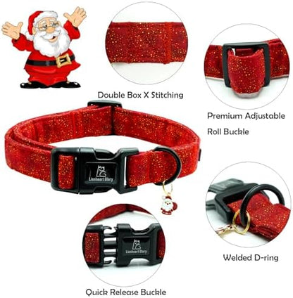 Lionheart glory Christmas Dog Collar, Red Dogs Collar Adjustable Soft Comfortable Collars for Large Dogs Girl or Boy Pet Gift Fall Cute Collar