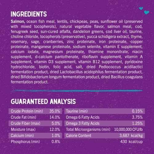 Stella & Chewy's Raw Coated Cat Food - High Protein, Grain-Free Kibble with Wild-Caught Salmon - Premium Digestive Support with Probiotics - Natural Small Kibble - Perfect for Picky Eaters - 5 lb Bag