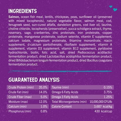 Stella & Chewy's Raw Coated Cat Food - High Protein, Grain-Free Kibble with Wild-Caught Salmon - Premium Digestive Support with Probiotics - Natural Small Kibble - Perfect for Picky Eaters - 5 lb Bag