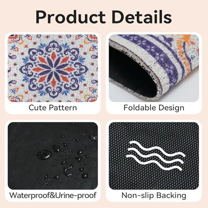 Cat Litter Mat, 24"x15" High Density PVC Litter Rug Trapping Mat, Non-Slip, Waterproof & Urine-Proof Kitty Litters Catcher Mats, Keep Floor Clean, Soft on Kitten Paws, Cat Essentials Blue