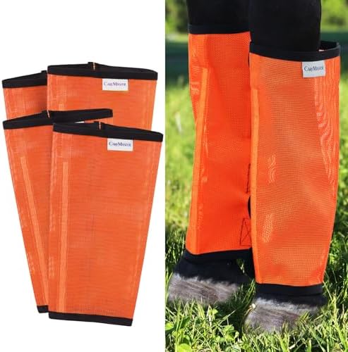 Fine Mesh Fly Boots Loose Fitting & Non-Slip Horse Fly Leggings No More Horsefly Nuisance Greatly Reduce Stomping Breathable with Natural Air Flow (Set of 4)