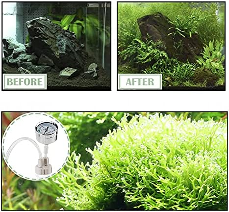 DIY CO2 Generator System Kit with Pressure Gauge Air Flow Adjustment Valve - Pressurized CO2 Kit for Aquarium Plants Tube Valve for Bottle - CO2 Regulator Aquarium for CO2 Diffuser - Grow System