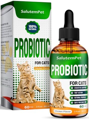 Cat Probiotic Helps with Colic, Upset Stomach, Diarrhea, Gas, and Bloating – Advanced Prebiotics & Probiotics for Cats Digestive Support – Enriched with Chicken Flavor – 2 Oz