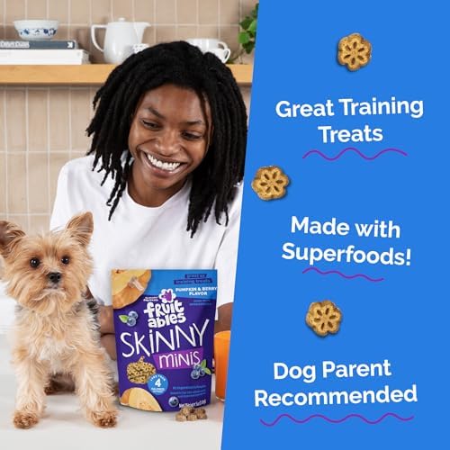 Fruitables Skinny Minis Soft & Chewy Dog Training Treats, Low Calorie Pumpkin & Berry Recipe, Bite-Sized Rewards for Puppies & Adult Dogs, No Wheat Corn or Soy, Made in USA, 20 oz