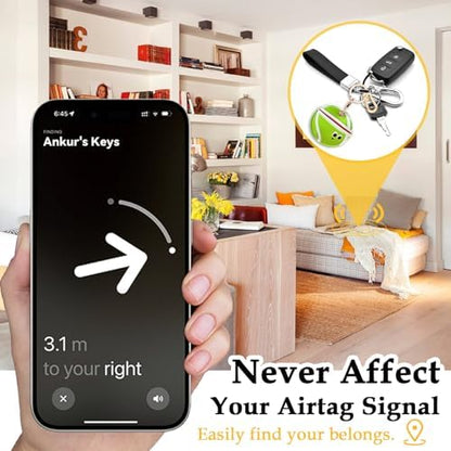 Leather Keychain Holder Case for AirTag, Cute Protective Cover for Apple Airtag KeyChain, GPS Tracker Item Finder