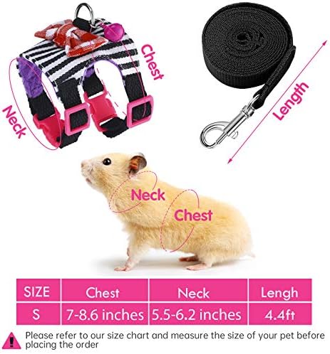 Satinior 2 Pcs Guinea Pig Harness and Leash Set, S, Blue, Black