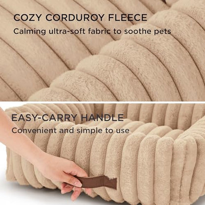 Bedsure ComfyFleece™ Cute Dog Bed Medium Large Size Dog，30in Sandy Beige