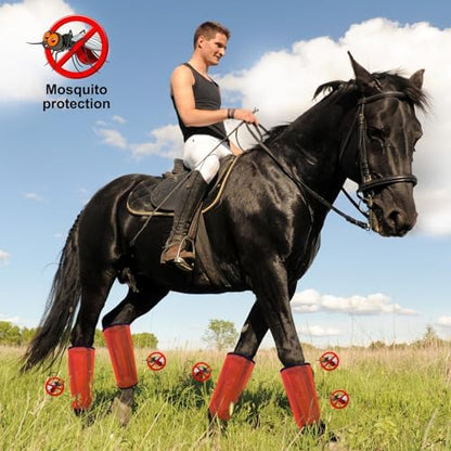 Horse Fly Boots, Breathable Mesh Protection Set of 4, Comfortable Horse Leggings, Breathable Mesh Design, Equine Supplies for Reduce Stomping, Hoof Damage & Leg Fatigue (Orange, Medium)