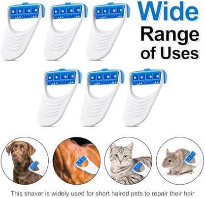 Prasacco 6 Pcs Horse Clippers Grooming Razor, Disposable Horse Shaver ABS+Stainless Steel Razors for Horses & Pet Grooming (White & Blue, 2.28 x 1.81 in)