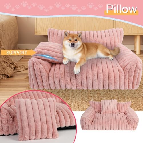Cute Dog Couch for Medium Large Dogs,Dog Cat Couch Sofa,Dog Bed,L,Pink