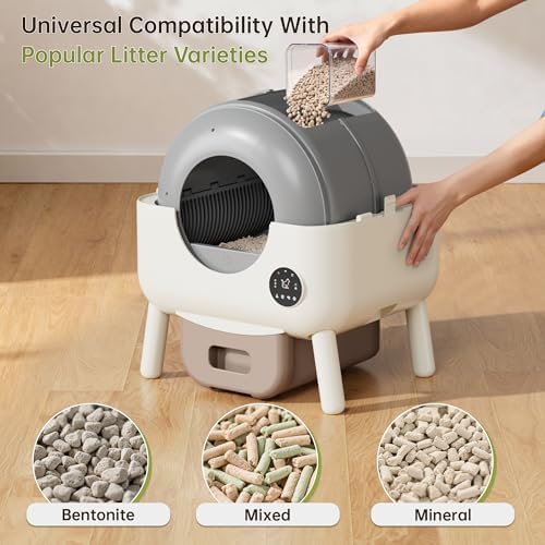 Greesum Fully Enclosed Self-Cleaning Cat Litter Box, 76L Large Capacity