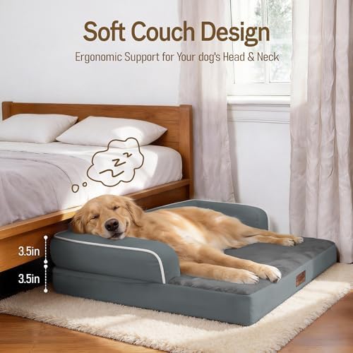 Comfort Expression Waterproof XXL Dog Bed with Bolster for Extra Large Dogs