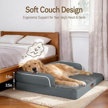 Comfort Expression Waterproof XXL Dog Bed with Bolster for Extra Large Dogs