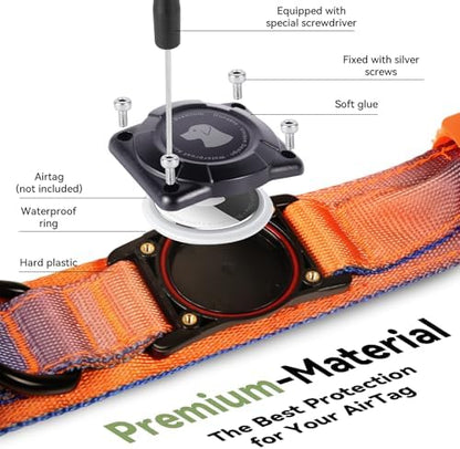 2026 Upgrade Waterproof Tactical AirTag Dog Collar, Built in AirTag Holder