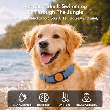 GOCII for Airtag Dog Collar Holder 2 Pack,Waterproof Dog Collar Holder for Apple AirTag(Gen 1 & 2),Silicone Air Tags Case for Dog Collars(Black & Orange)