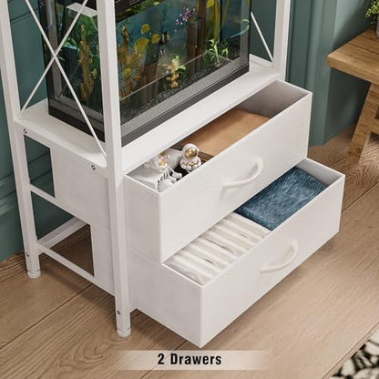 10 Gallon Aquarium Stand with 2 Drawers, White