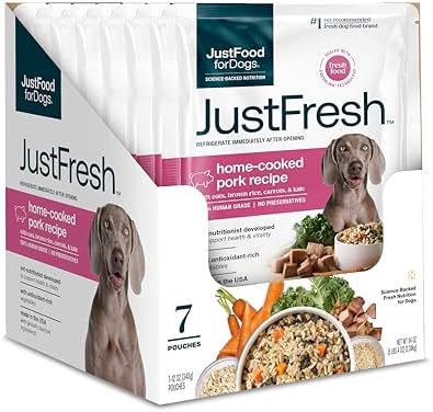 JustFoodForDogs JustFresh Fresh Wet Dog Food or Topper - Pork, 7 Pack